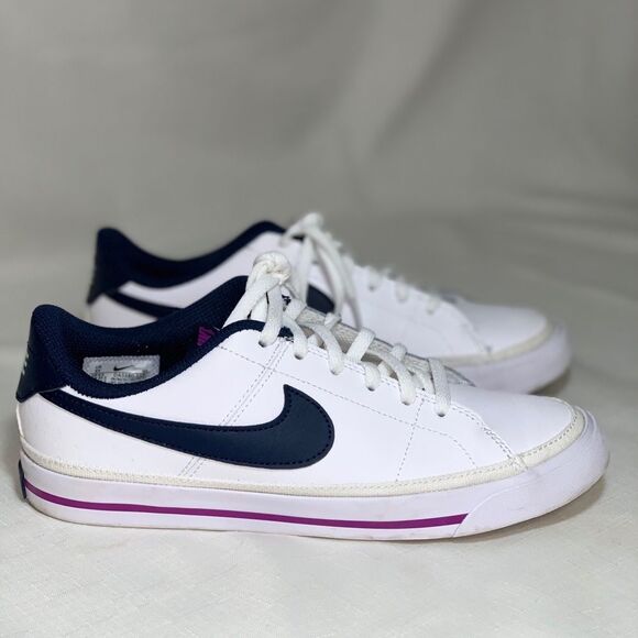 NWOT NIKE Sneaker Kids 5Y Leather Court Legacy DA5380-117 Lace Up White Runners - Picture 4 of 10